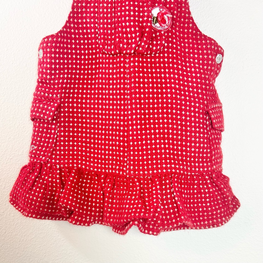 Pampolina | European Red and White Wool Blend Lined Jumper Dress | Size 3T - Picture 8 of 15